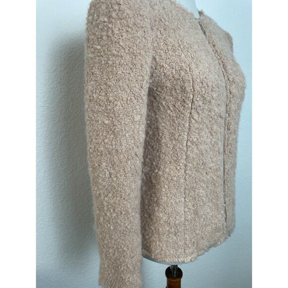 Rebecca Taylor Jacket Zip Front Mohair Boiled Wool Fuzzy Pink - Picture 7 of 13